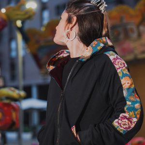 Chaqueta Reversible Flores Turquesa