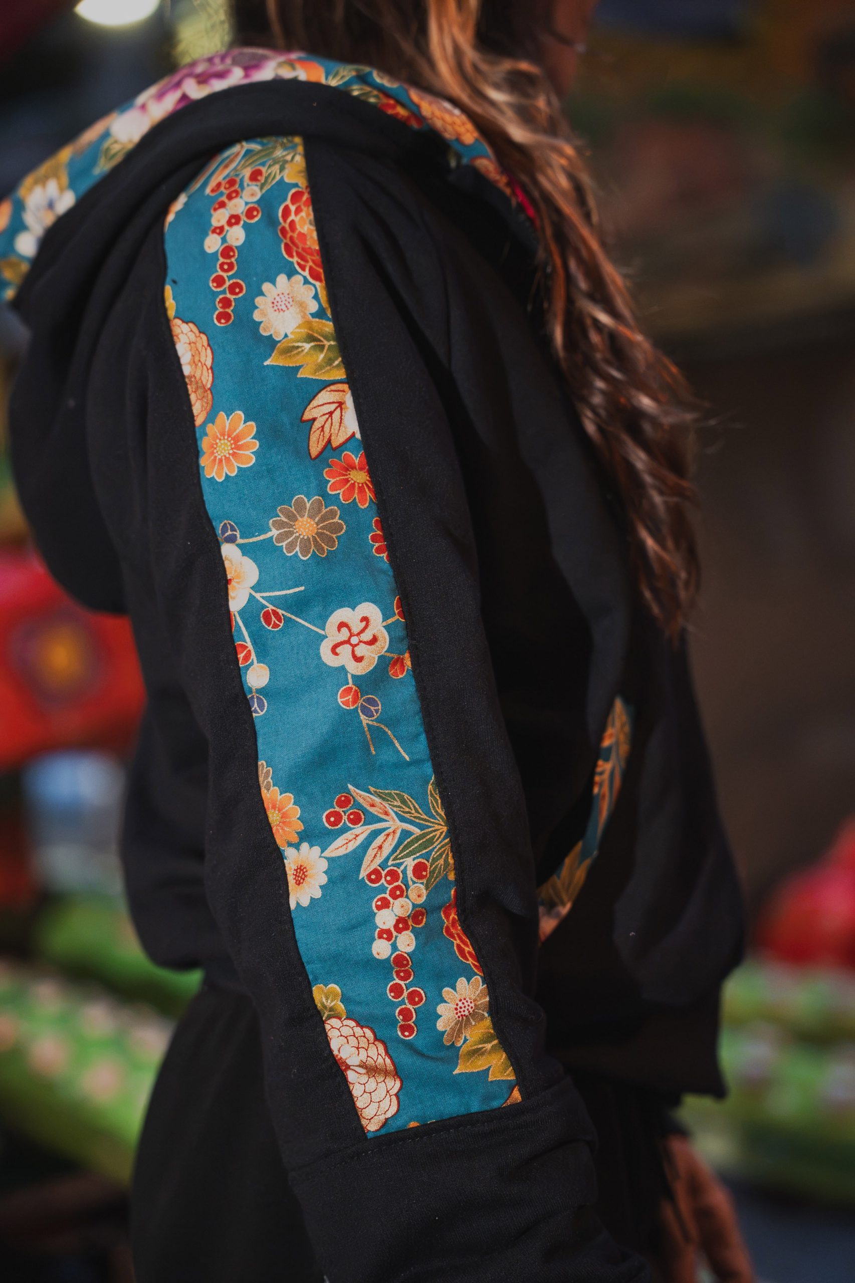 Chaqueta Reversible Flores Turquesa
